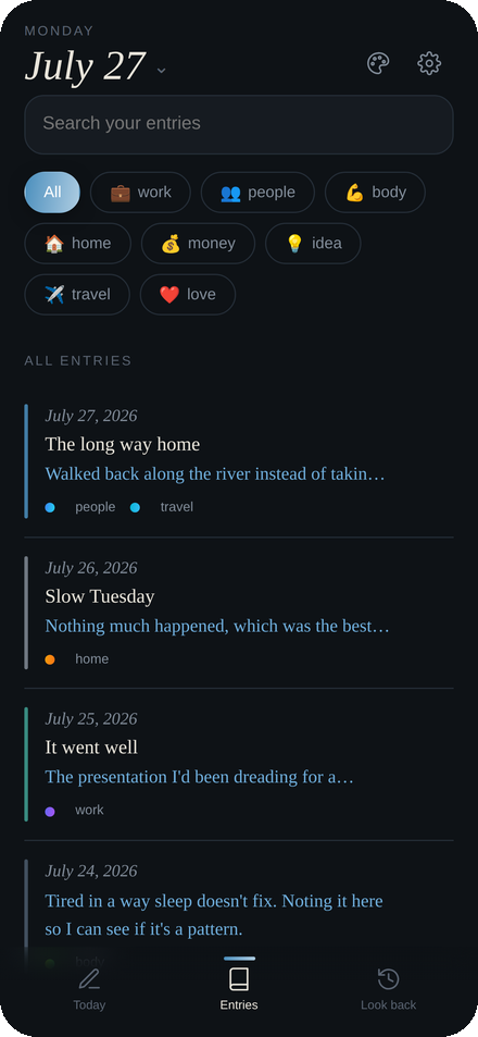 Browsing past entries